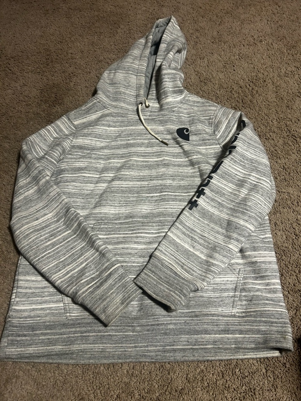 Carhartt Gray Striped Hooded Sweatshirt Size Large